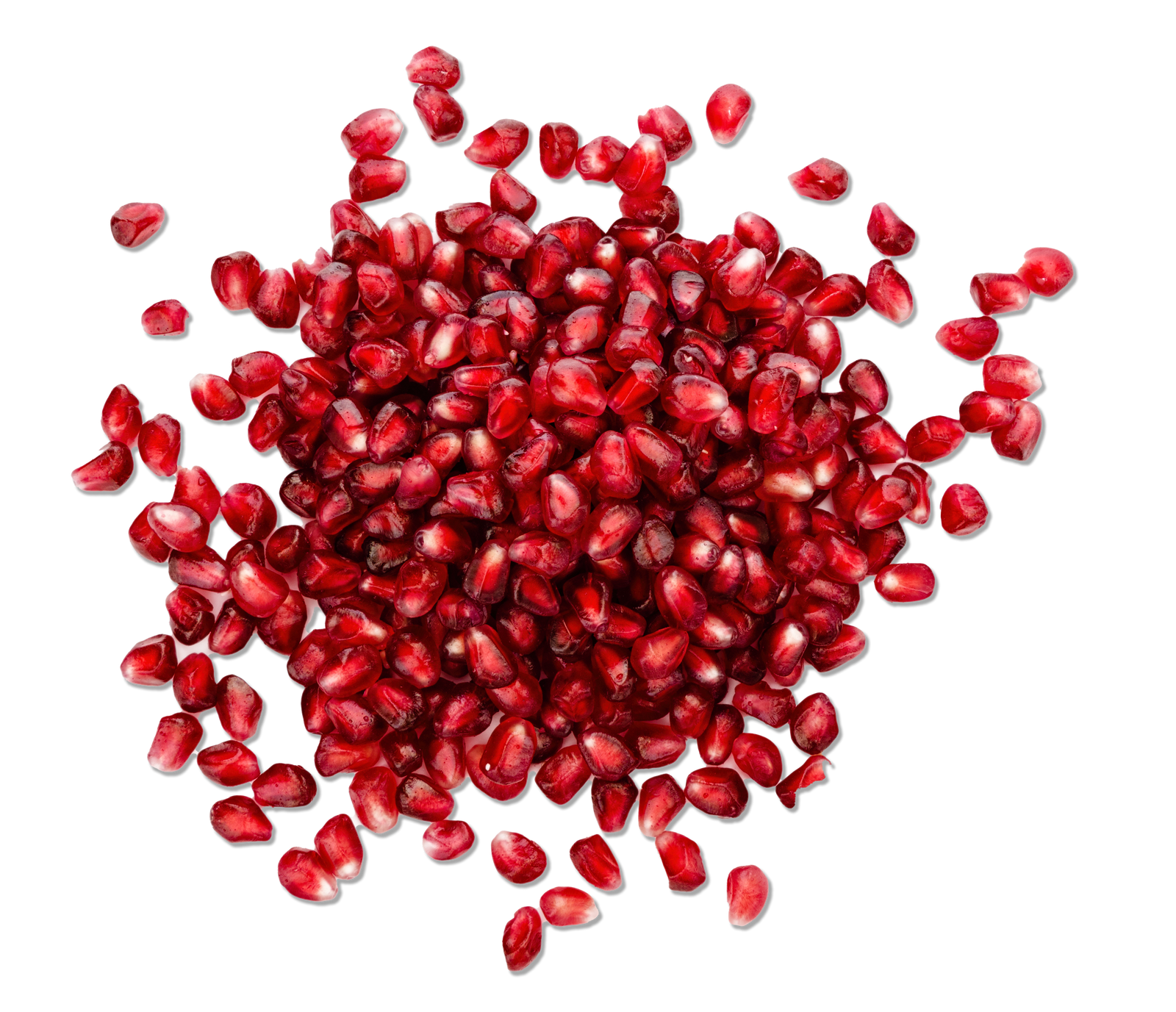 pomegranate seeds on a white background